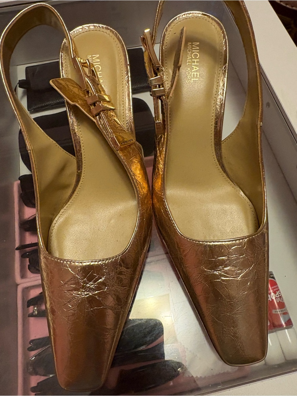 Michael Kors Metallic Bronze Slingback Heels